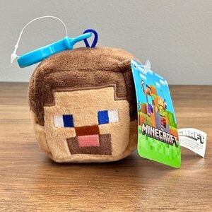 NWT MINECRAFT Soft Plush STEVE Head Cube Toy Backpack Bag CLIP Mojang 2025 NEW
